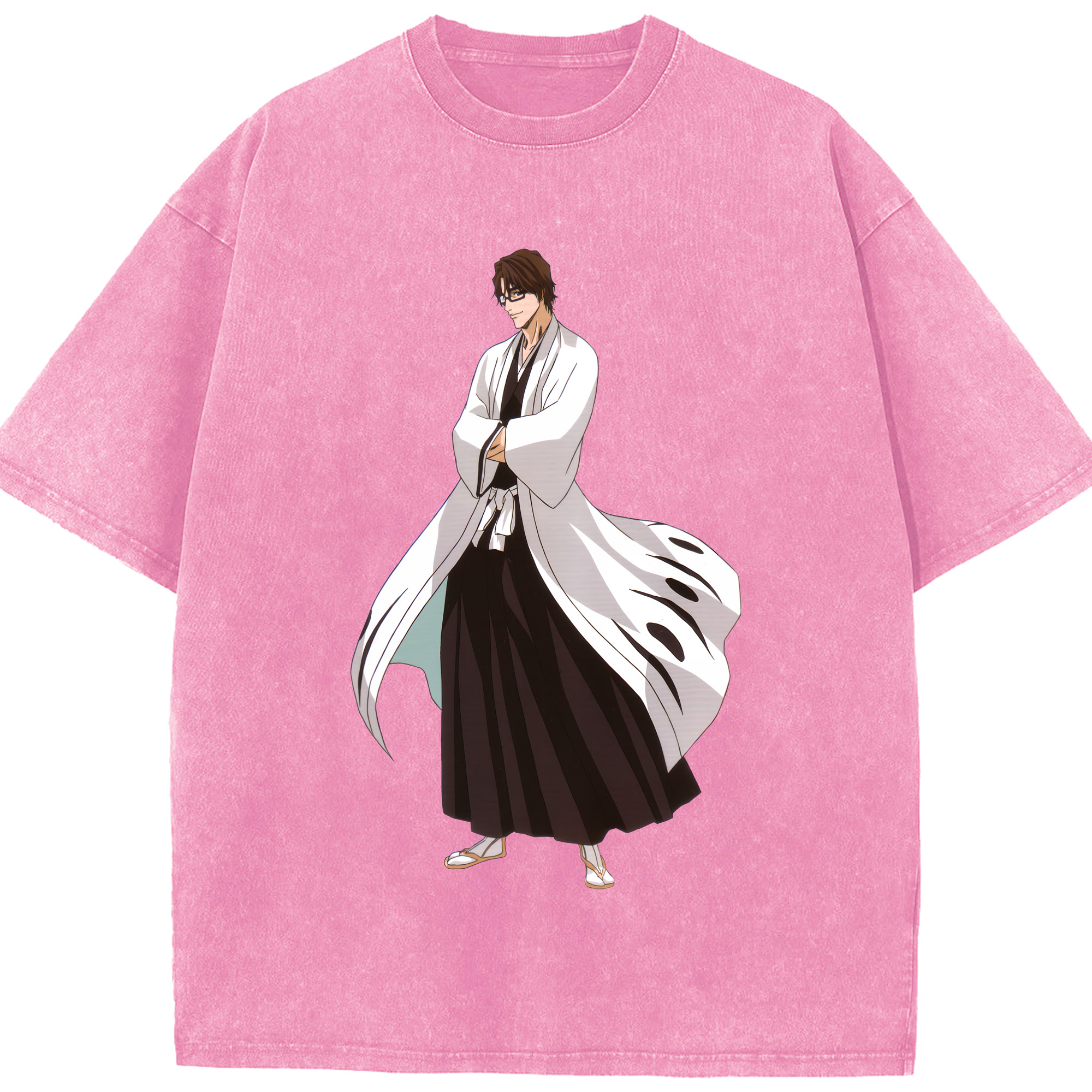 （画像用） ブリーチ 藍染 惣右介（あいぜん そうすけ） BLEACH Aizen Sousuke 綿100% ヴィンテージ風 半袖Tシャツ（フロントプリント）